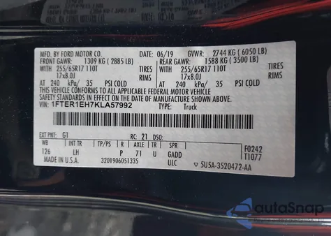 2019 Ford Ranger Xlt z USA, uszkodzony, nr VIN 1FTER1EH7KLA57992